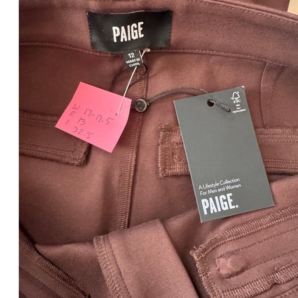 PAIGE Brown Bell Canyon Flare Pants‎ High Rise Zipper Pocket Pants Size 12 NEW - Picture 3 of 4